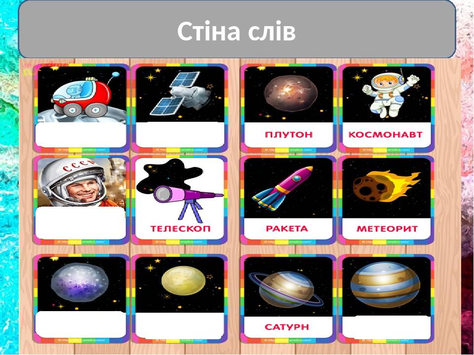 Стіна слів Місяць Юпітер Супутник Юрій Гагарін Меркурій Місяцехід