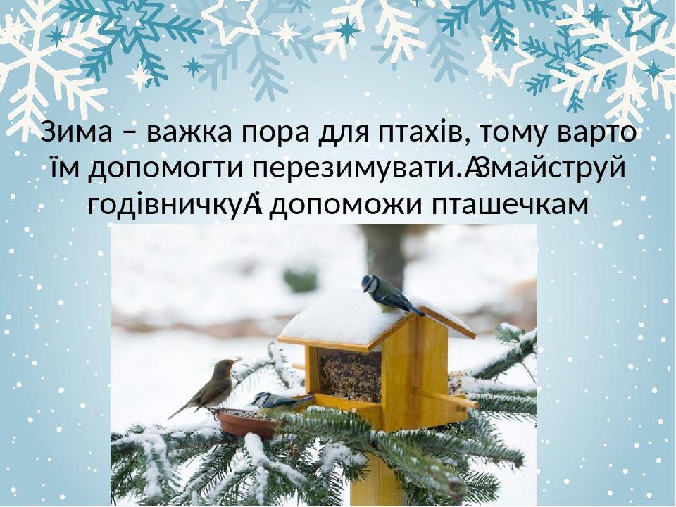 Зима – важка пора для птахів, тому варто їм допомогти перезимувати. Змайструй годівничку і допоможи пташечкам пережити люті морози.