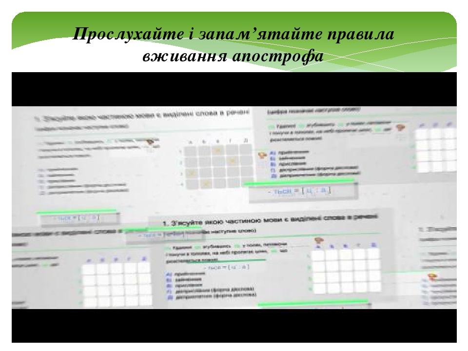 Прослухайте і запам’ятайте правила вживання апострофа