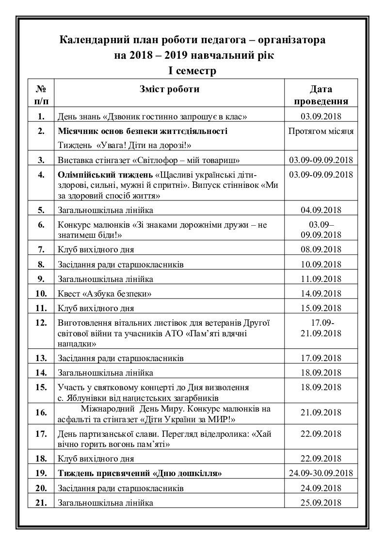 Календарно тематический план педагога дополнительного образования