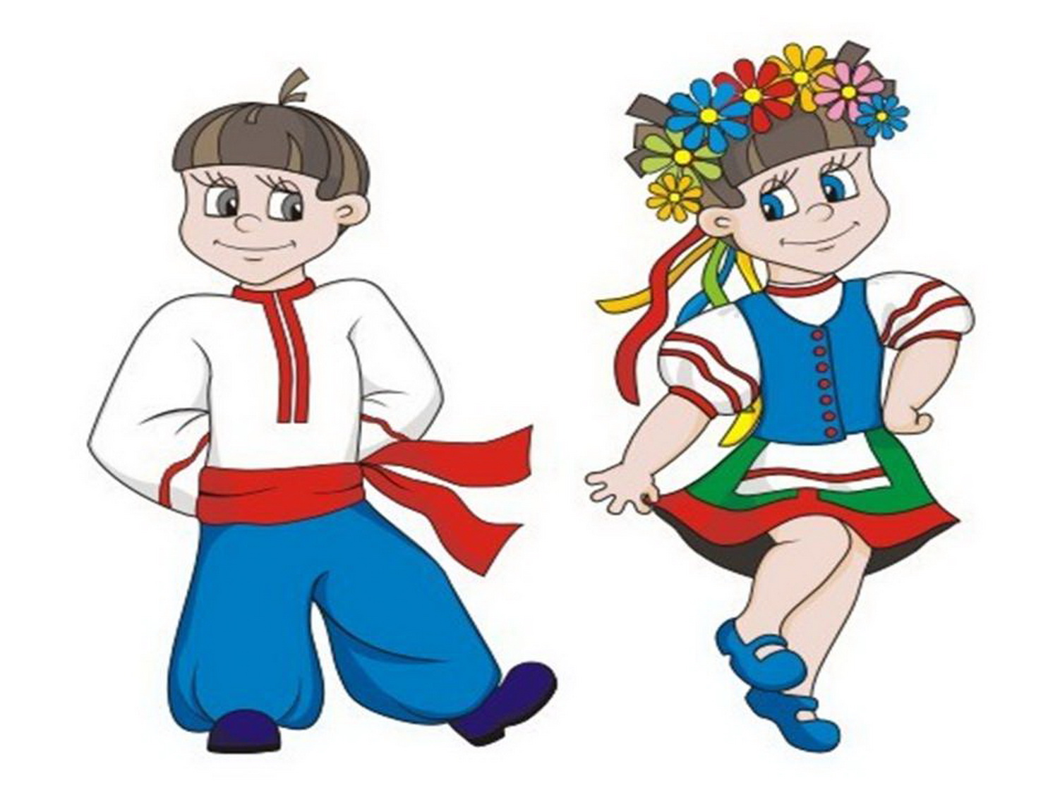 Мальчик и девочка в народных костюмах