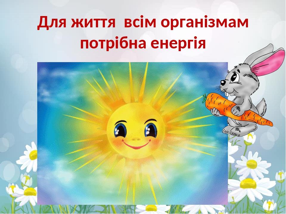 Для життя всім організмам потрібна енергія