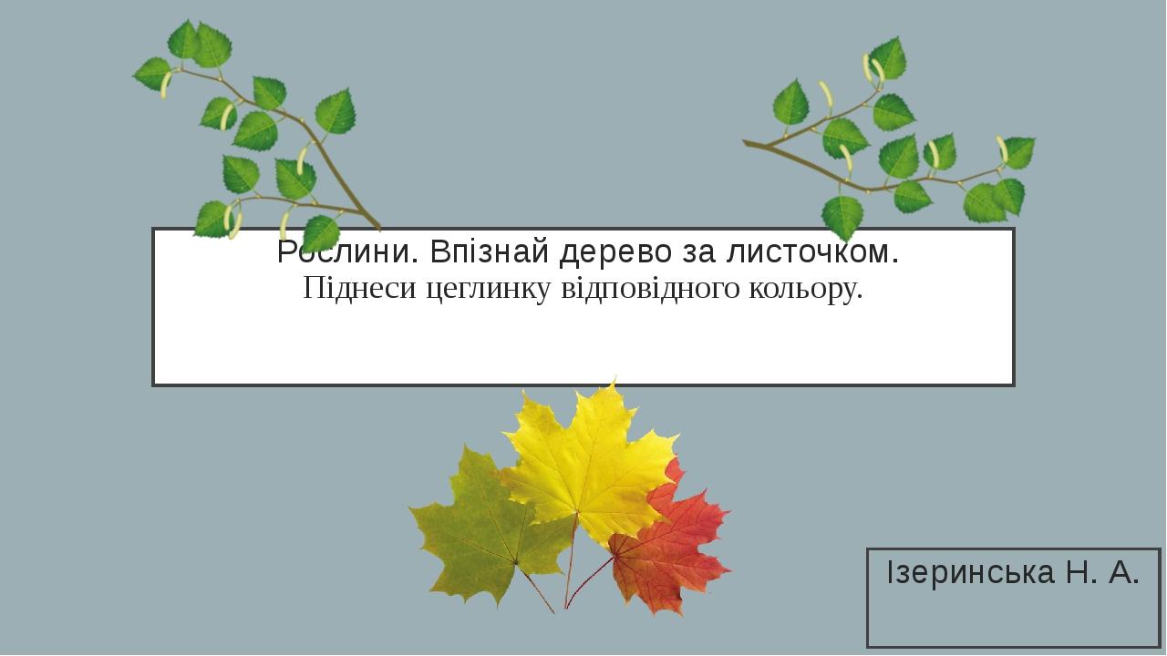 Рослини. Впізнай дерево за листочком. Піднеси цеглинку відповідного кольору. Ізеринська Н. А.