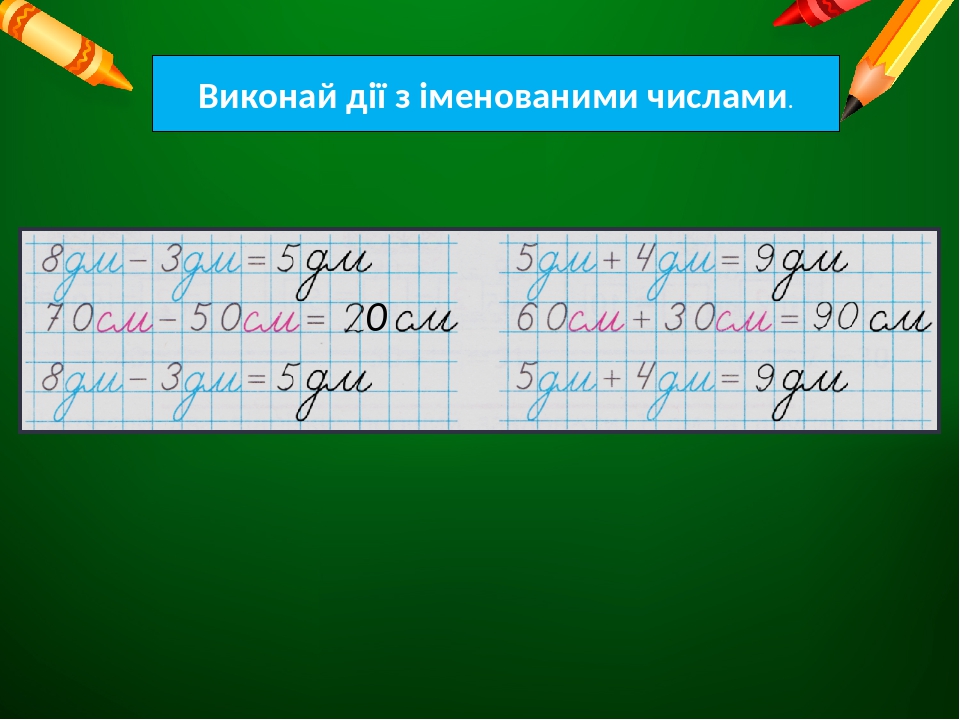 Виконай дії з іменованими числами. 0