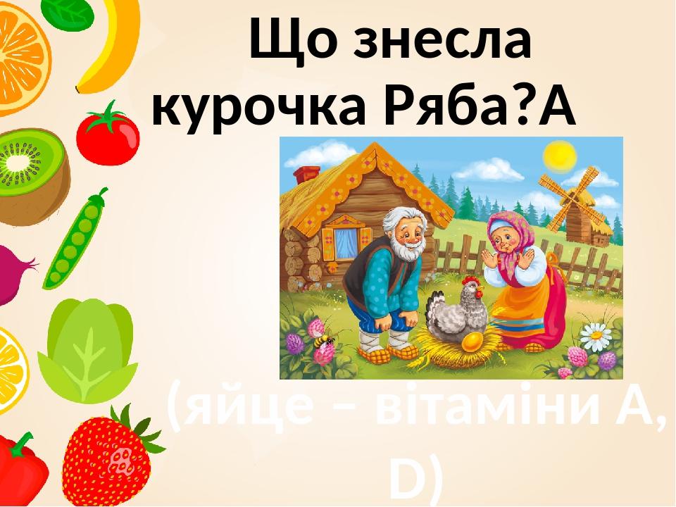 Що знесла курочка Ряба?  (яйце – вітаміни А, D)