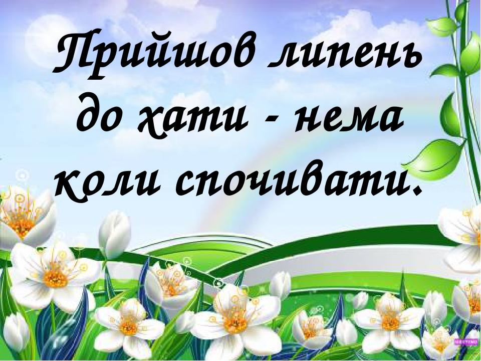Прийшов липень до хати - нема коли спочивати.