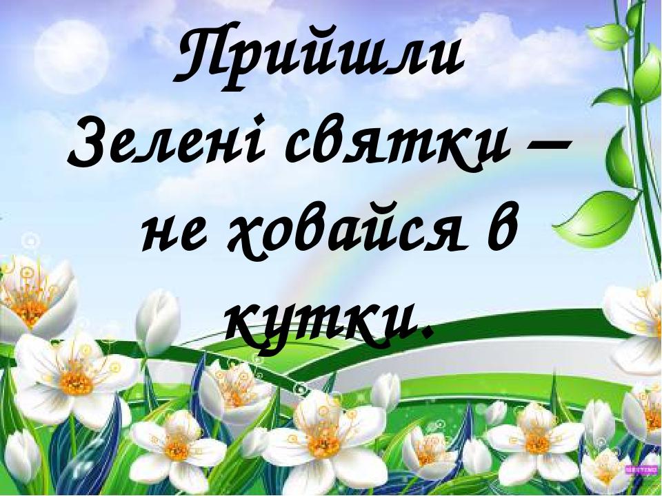 Прийшли Зелені святки – не ховайся в кутки.