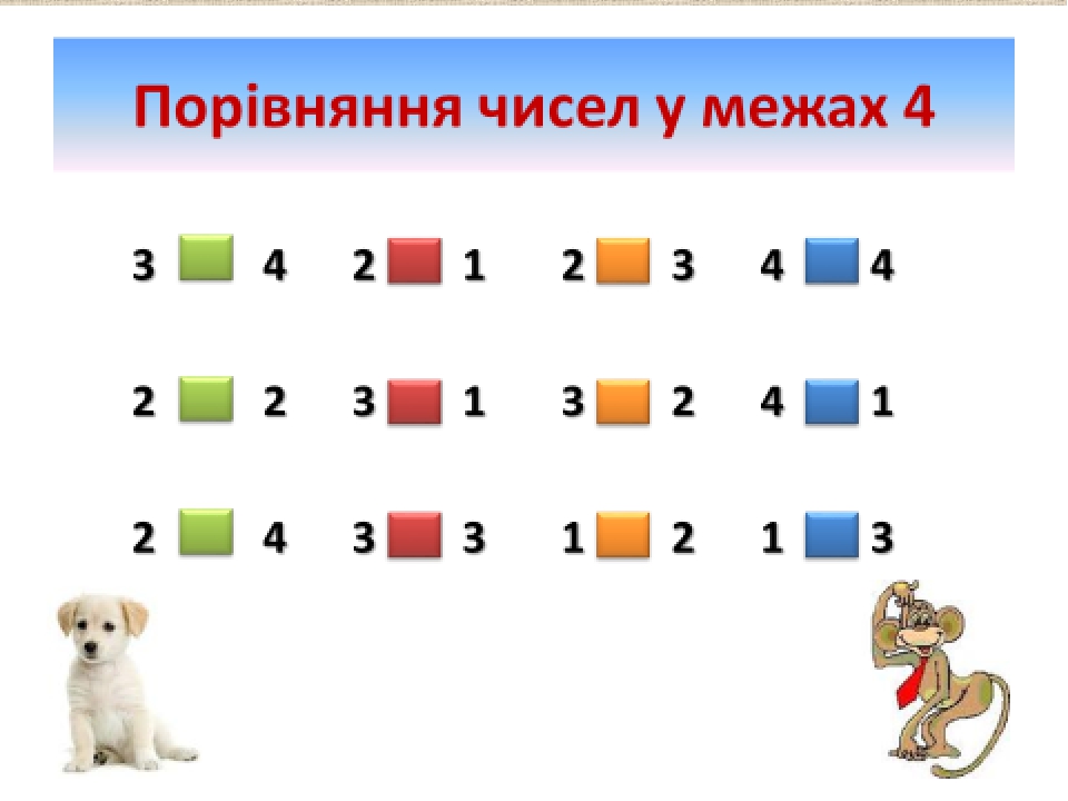 У "скарбничку" вчителя. Порівняння чисел. 1 клас.