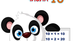 Картка "Таблиця множення числа 10". Веселі звірята