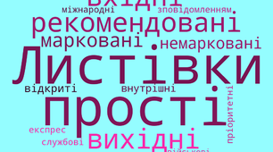 Завдання з хмари слів з"Виробничого навчання"з використанням дизайну wordcloud з теми:"Види,категорії,розряди, вихідної письмової кореспонденції"