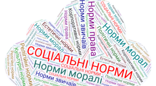 Хмара слів до теми "Соціальні норми" / Правознавство (практичний курс), 9 клас