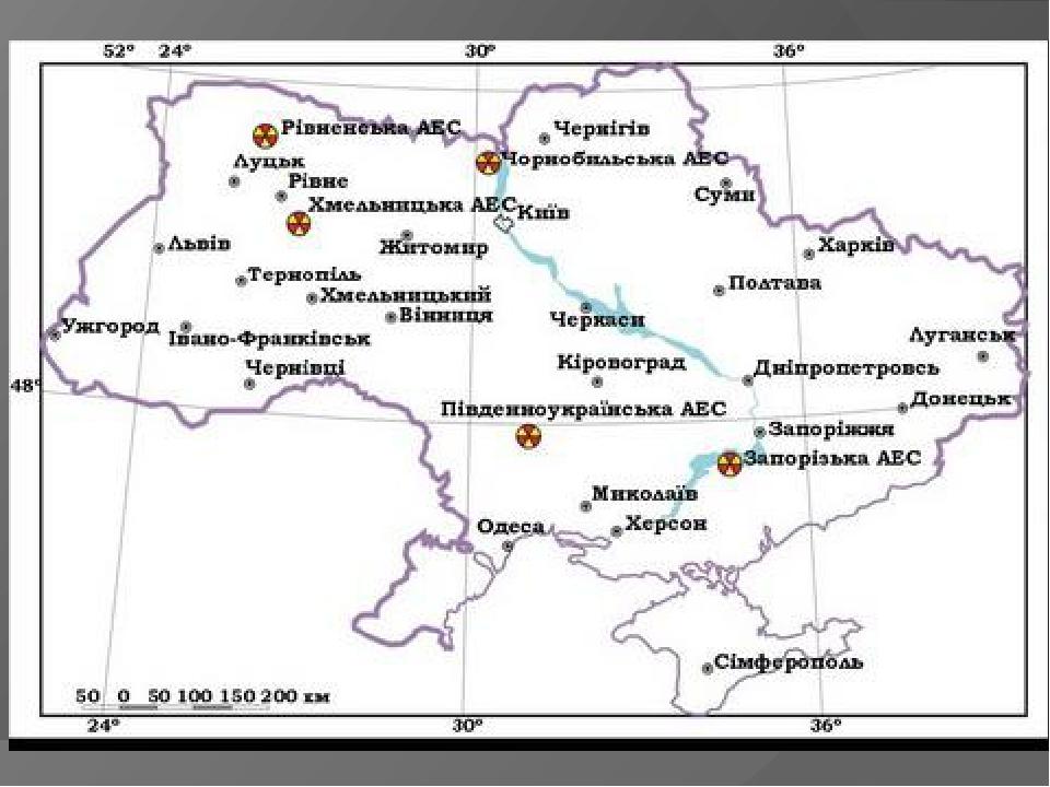 Карта атомных станций украины