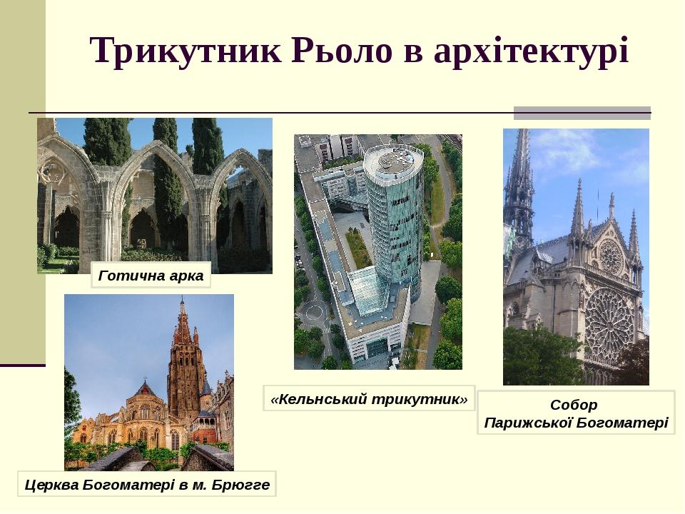 «Кельнський трикутник» Собор Парижської Богоматері Готична арка Церква Богоматері в м. Брюгге Трикутник Рьоло в архітектурі