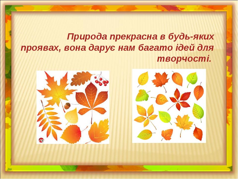 Природа прекрасна в будь-яких проявах, вона дарує нам багато ідей для творчості.