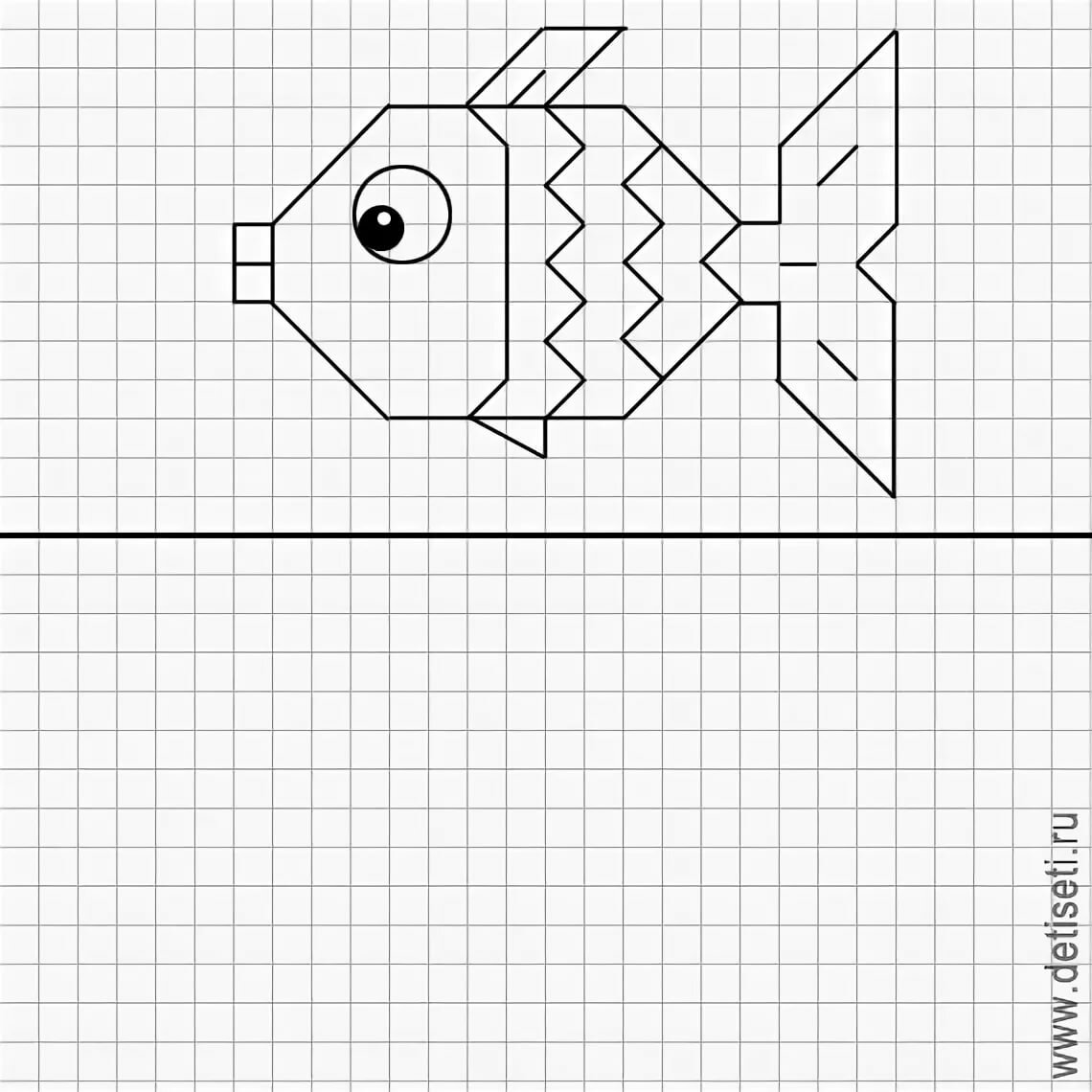 Рисование по клеточкам рыбка