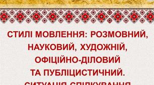 Таблиця для вивчення розділу "Стилі мовлення"