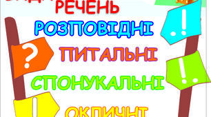 Таблиця з  української мови "Види речень"