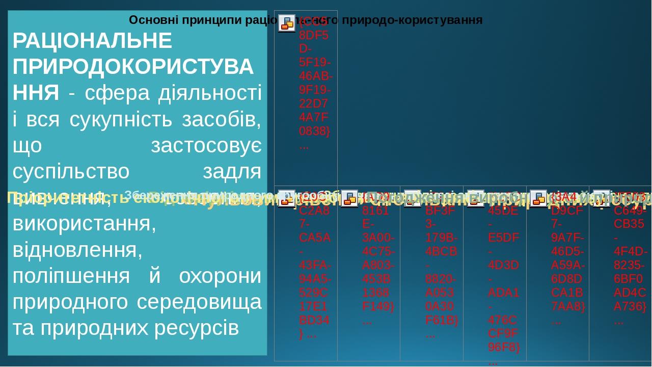 РАЦІОНАЛЬНЕ ПРИРОДОКОРИСТУВАННЯ - сфера діяльності і вся сукупність засобів, що застосовує суспільство задля вивчення, освоєння, використання, відн...