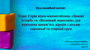 Мультимедійний контент "Серія відео-мнемотаблиць "Весняний передзвін" для вивчення віршів з дітьми старшого дошкільного віку"