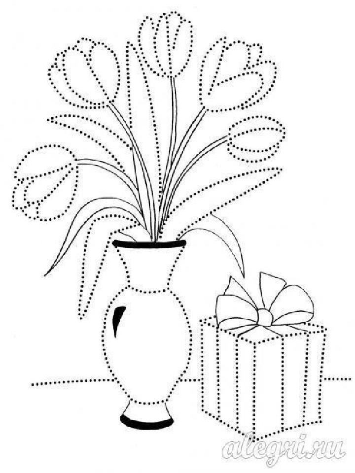 Тюльпаны в вазе рисунок
