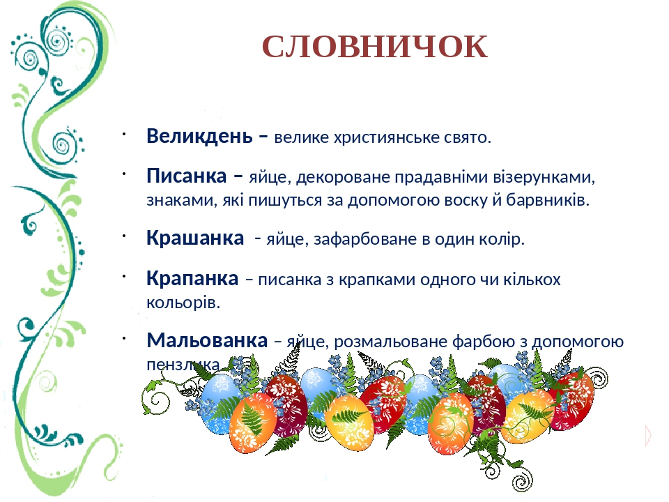 Презентація з образотворчого мистецтва 1 клас НУШ "Великодні писанки"