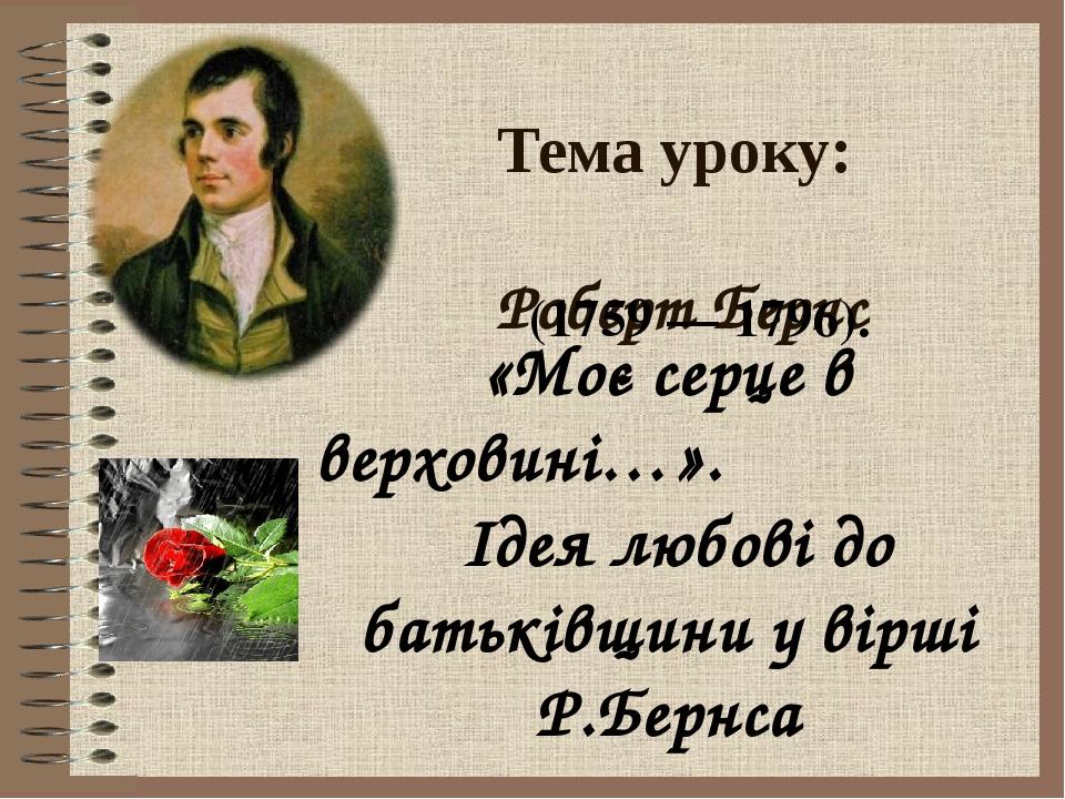 Роберт бернс урок в 7 классе презентация