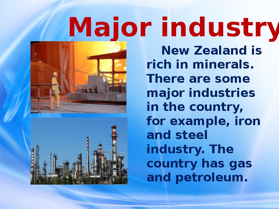 Important Industries In New Zealand Урок з англійської мови для 6 класу New Zealand