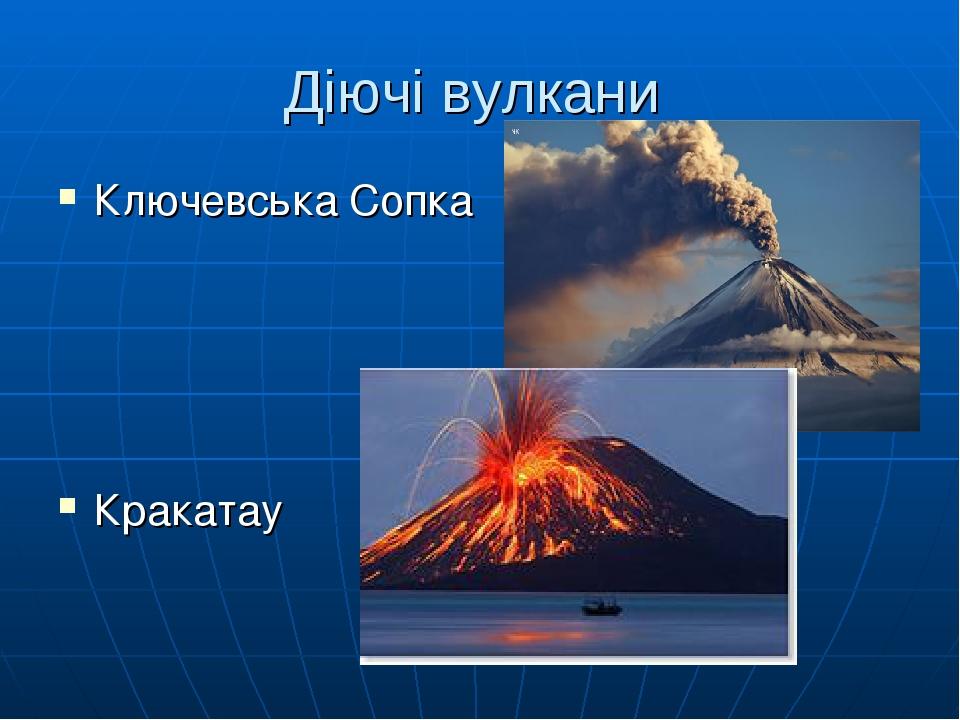 Діючі вулкани Ключевська Сопка Кракатау