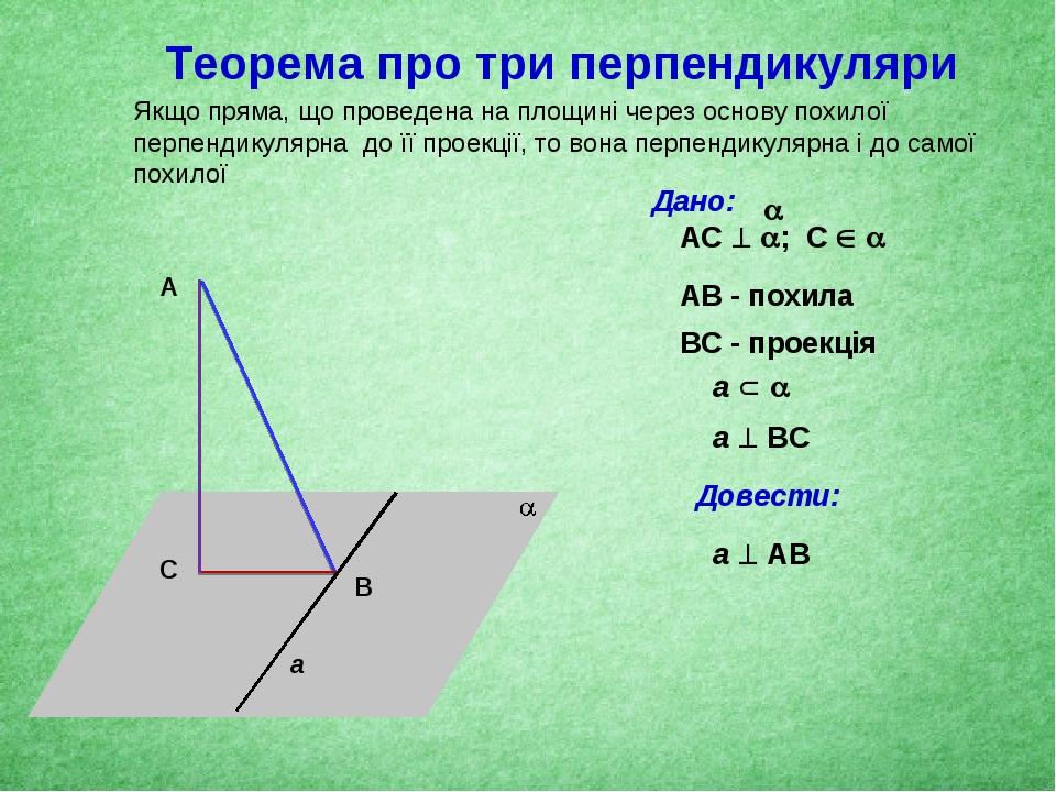 Провести перпендикуляр в прямом треугольнике