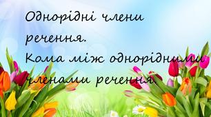 Однорідні члени  речення.  Кома між однорідними членами речення.