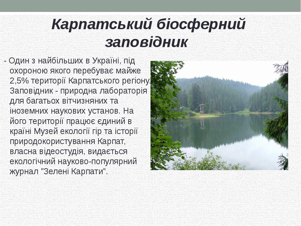 Міні проект заповідні території україни