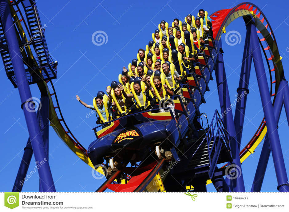 People Riding Roller Coaster Editorial Photography - Image of park ...