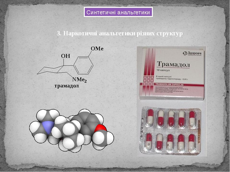 Синтетичні анальгетики 3. Наркотичні анальгетики різних структур