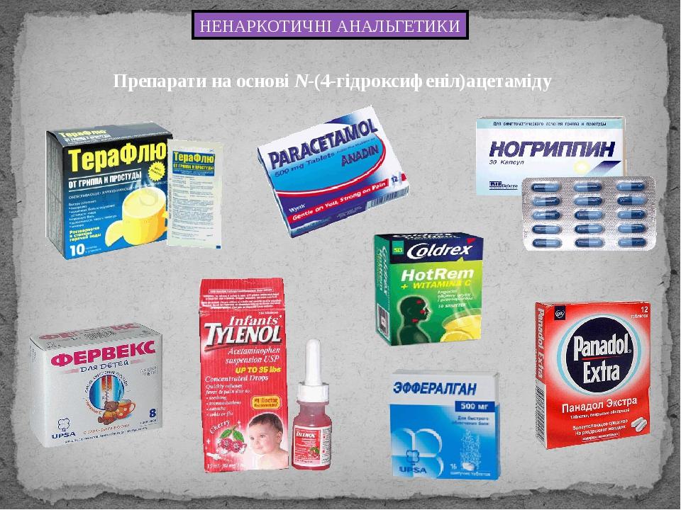 НЕНАРКОТИЧНІ АНАЛЬГЕТИКИ Препарати на основі N-(4-гідроксифеніл)ацетаміду