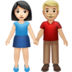 Woman and Man Holding Hands: Light Skin Tone, Medium-Light Skin Tone
