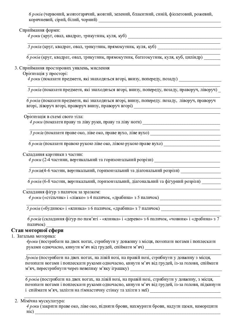 Мовленнєва картка для обстеження дітей з ЗНМ | Інші методичні матеріали ...