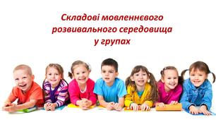 Презентація на тему "Cкладові мовленнєвого розвивального середовища у групах"