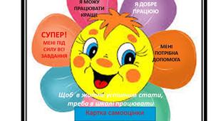 Зразок карток  успішності дитини за НУШ на тему "Картка самооцінки."