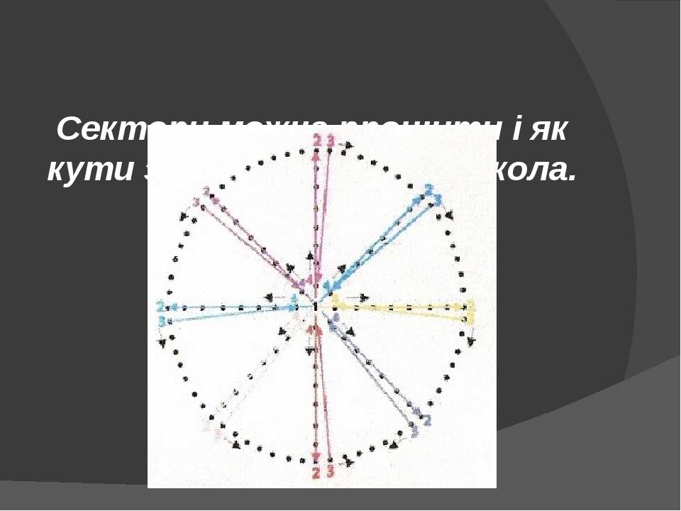 Сектори можна прошити і як кути з вершиною на лінії кола.