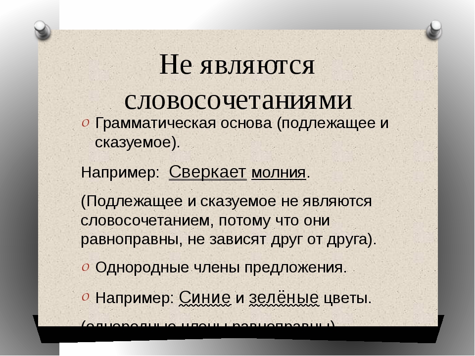 Какие слова словосочетаниями не являются вспомнить отдых наступила весна среди деревьев телефон папы