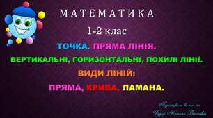 Презентація "Точка. Пряма лінія. Вертикальні, горизонтальні, похилі лінії. Види ліній: пряма, крива, ламана"