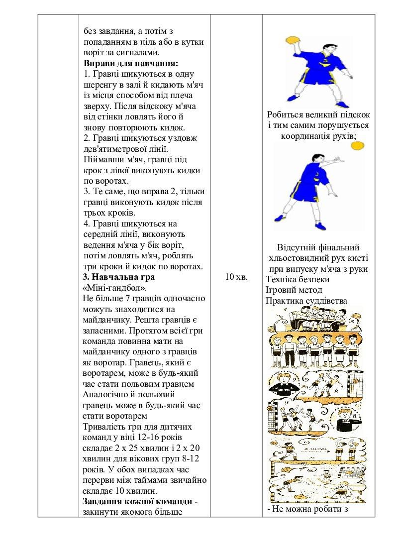 План конспект тренировки по гандболу