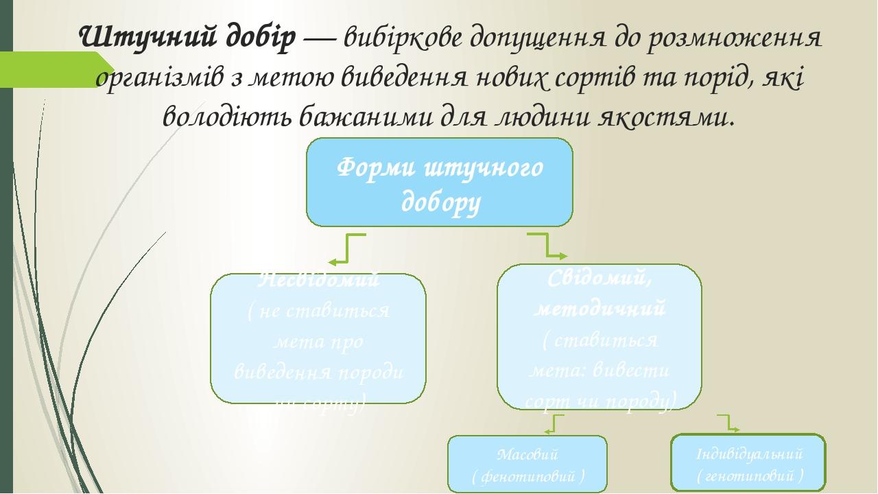 Реферат: Завдання сучасної селекції Поняття про сорт породу штам Штучний добір та його форми