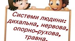 Системи органів людини (картки) - дихальна, нервова, опорно-рухова, травна система. 3 клас