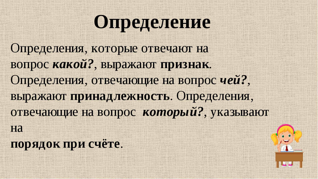 Принадлежность к определенной. На что отвечает определение. Определение отвечает на вопросы. На какие вопросы может отвечать определение. Как определяется определение.