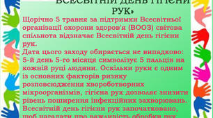 КОНСУЛЬТАЦІЯ ДЛЯ БАТЬКІВ на тему " 5 травня - Всесвітній День гігієни рук"