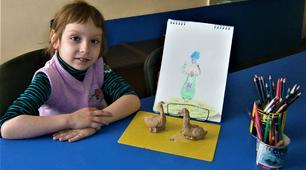 Конспект заняття з ліплення "Були у бабусі два веселих гуся"