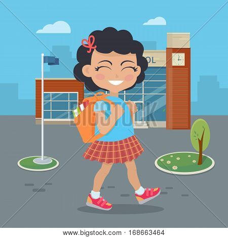 Girl Going School Vector & Photo (Free Trial) | Bigstock