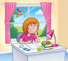 Girl Doing Homework In Her Room — Stock Photo © RodSavely #105071524