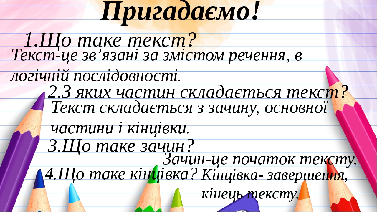 Презентація з української мови "Текст-розповідь" 2 клас (за ...